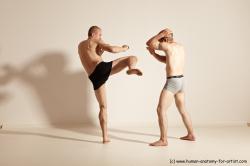 Underwear Martial art Man - Man White Moving poses Slim Short Blond Dynamic poses Academic